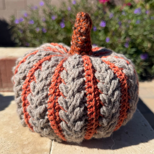 Orange & Gray Wheat Stitch Pumpkin