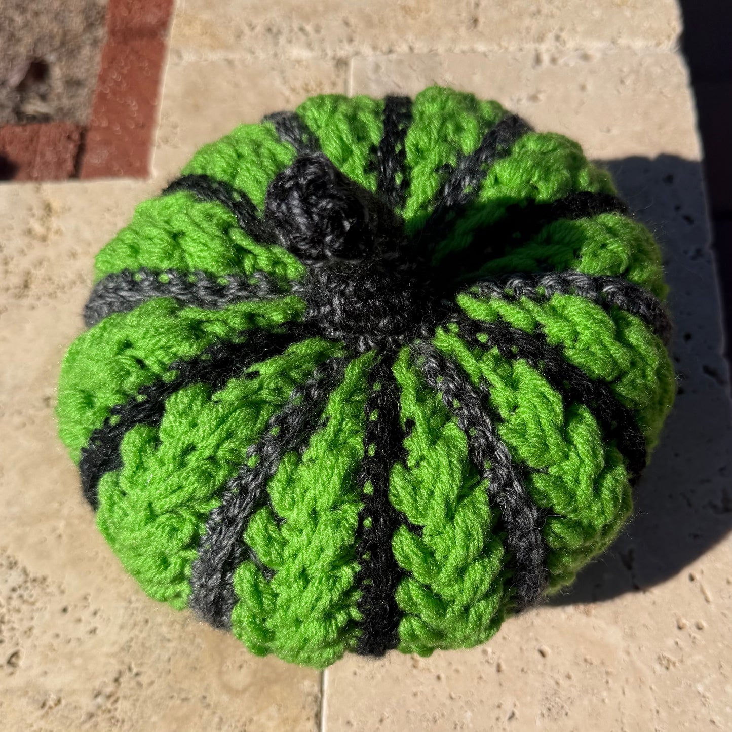 Green & Black Wheat Stitch Pumpkin