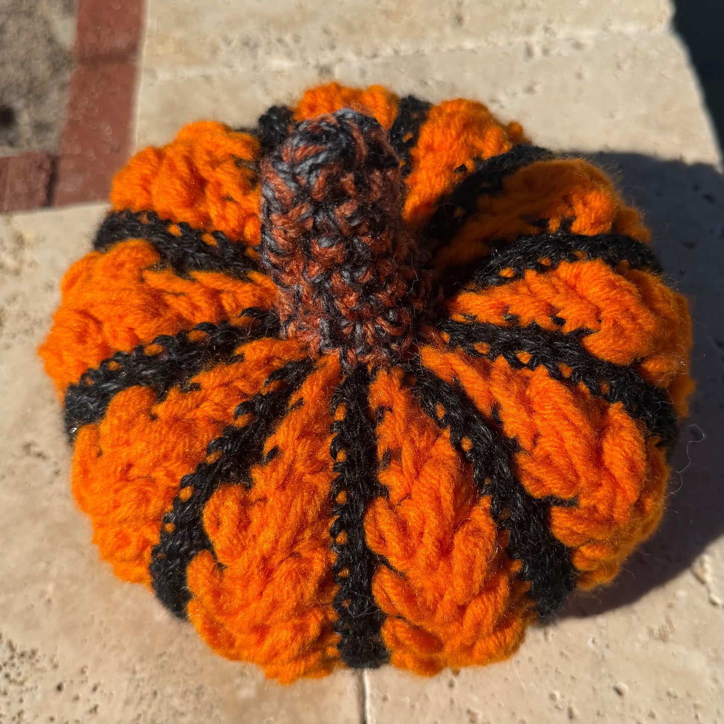 Orange & Black Wheat Stitch Pumpkin