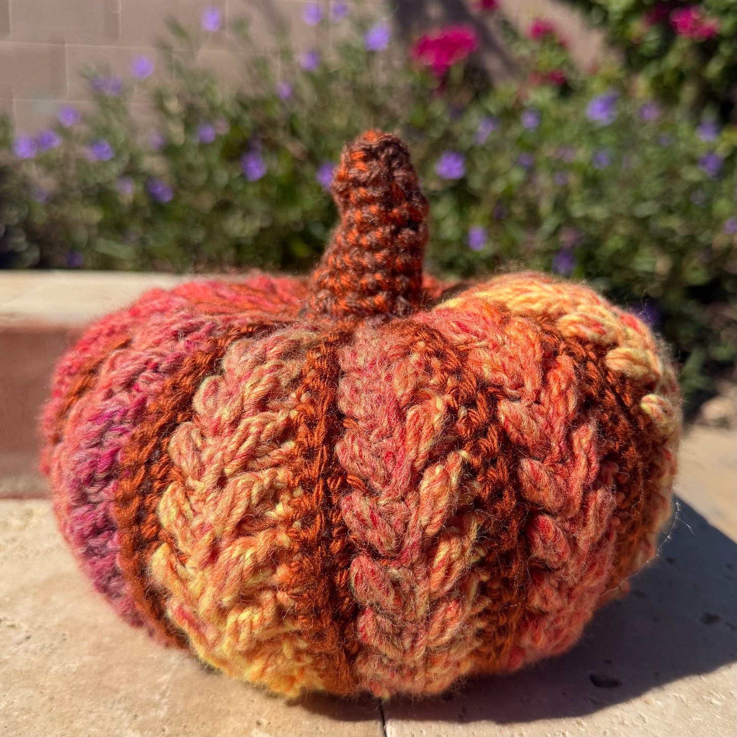 Orange Wheat Stitch Pumpkin With Witch Hat