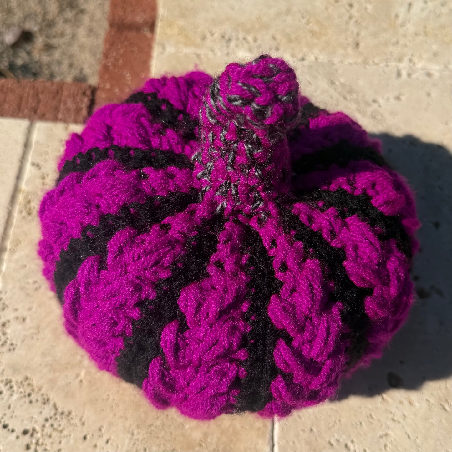Black & Pink Wheat Stitch Pumpkin