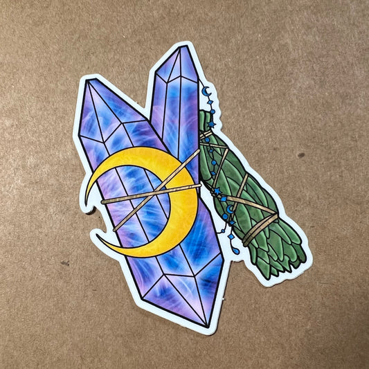 Crystals Moon & Herbs Sticker | September Patreon | Harrison's Autism Art