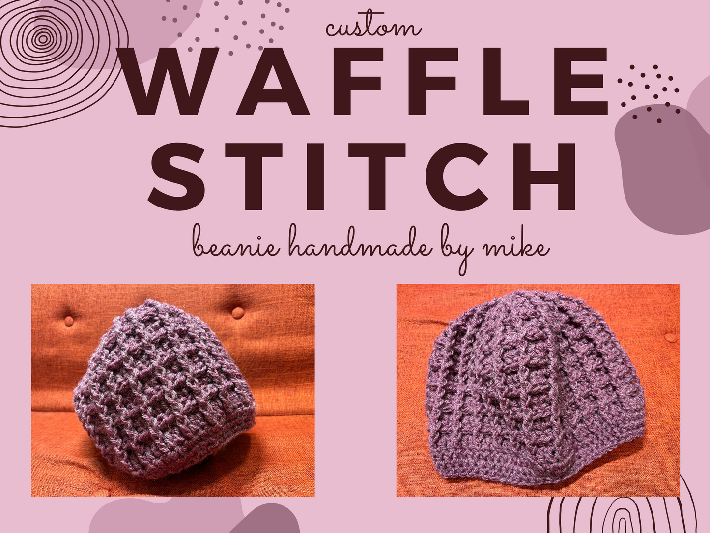 Custom Waffle Stitch Beanie Hat Handmade By Mike