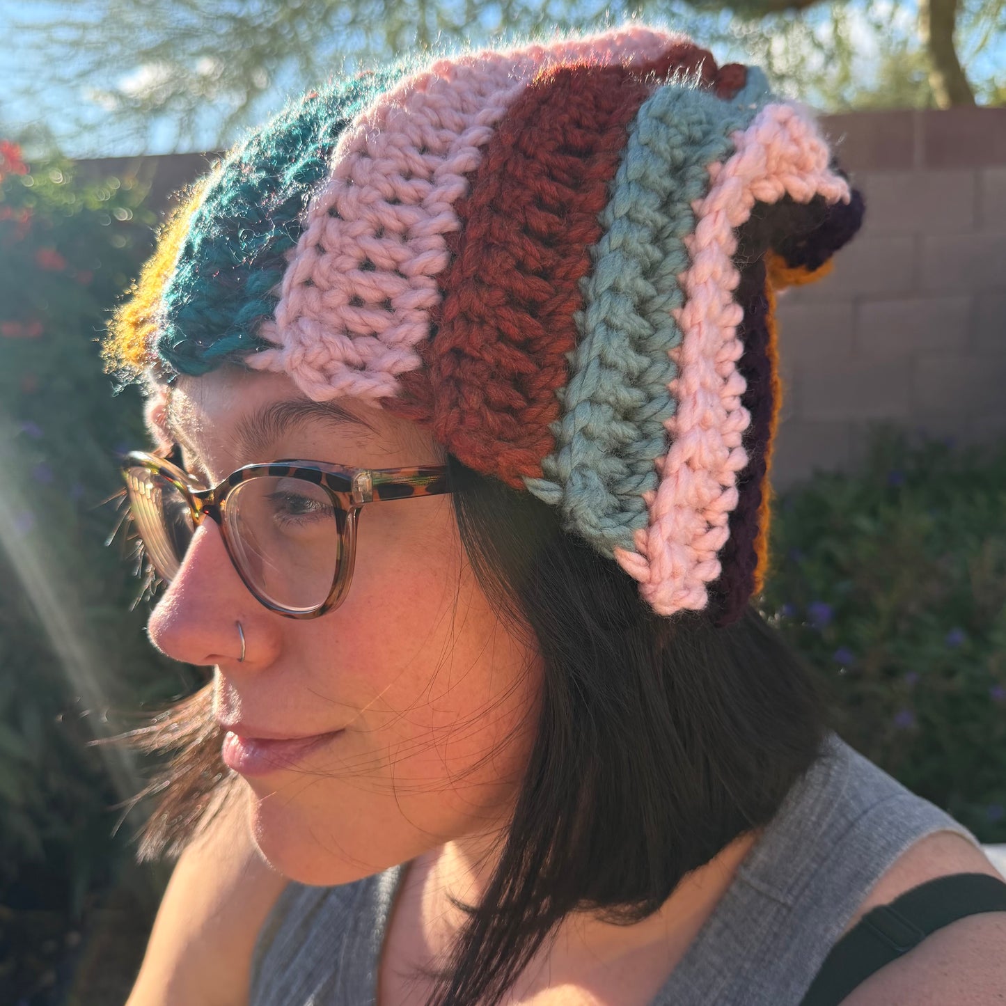 Warm Hat - Multi with Pink