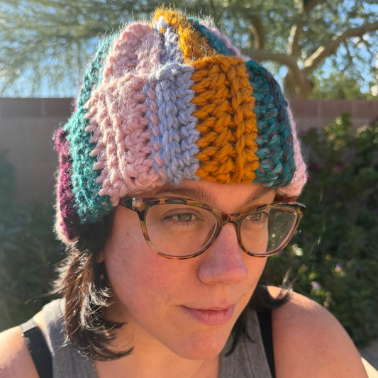 Warm Hat - Multi with Pink