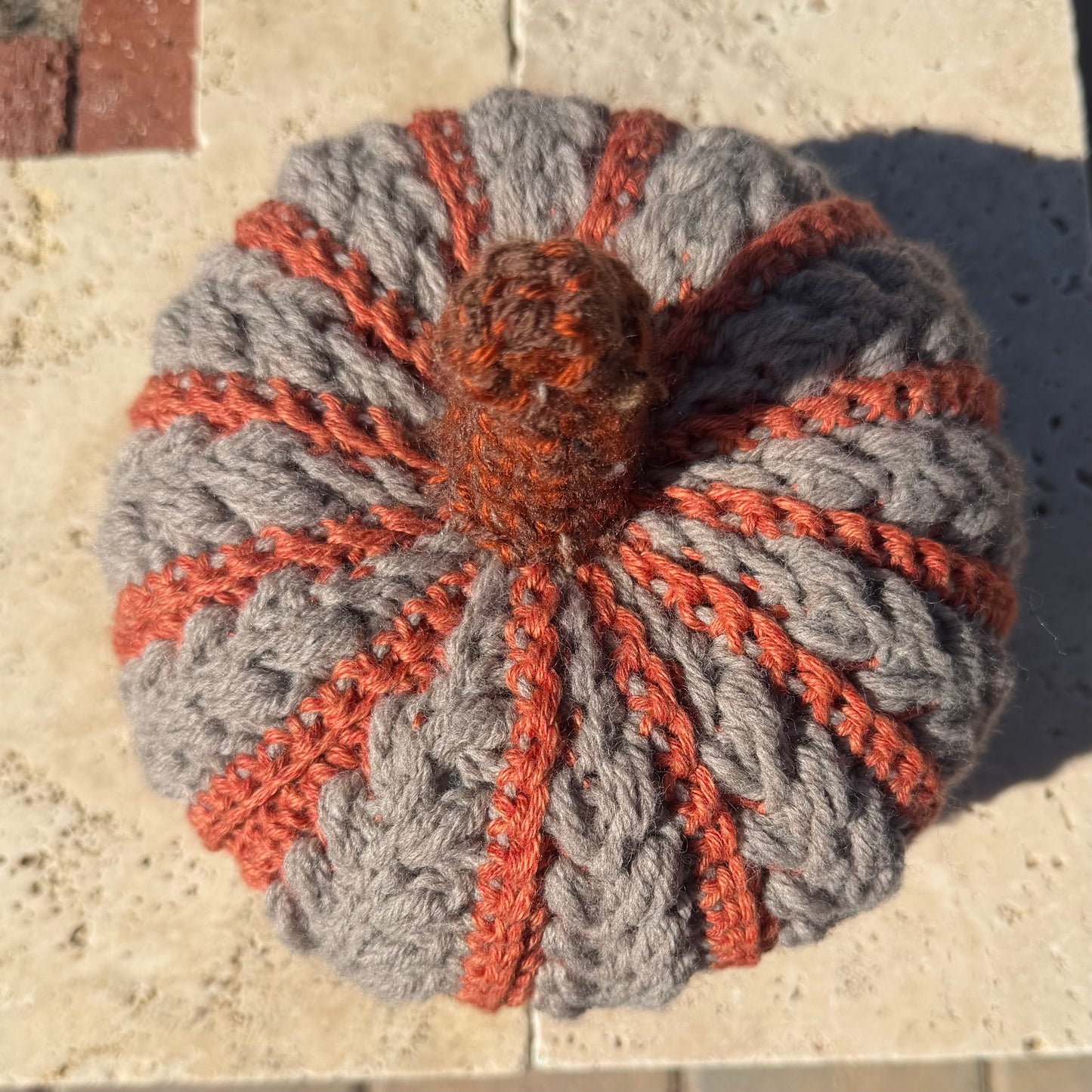 Orange & Gray Wheat Stitch Pumpkin