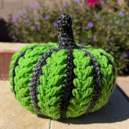 Green & Black Wheat Stitch Pumpkin