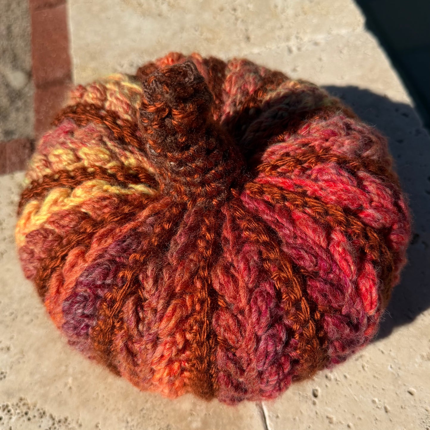 Orange Wheat Stitch Pumpkin With Witch Hat