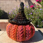 Orange Wheat Stitch Pumpkin With Witch Hat