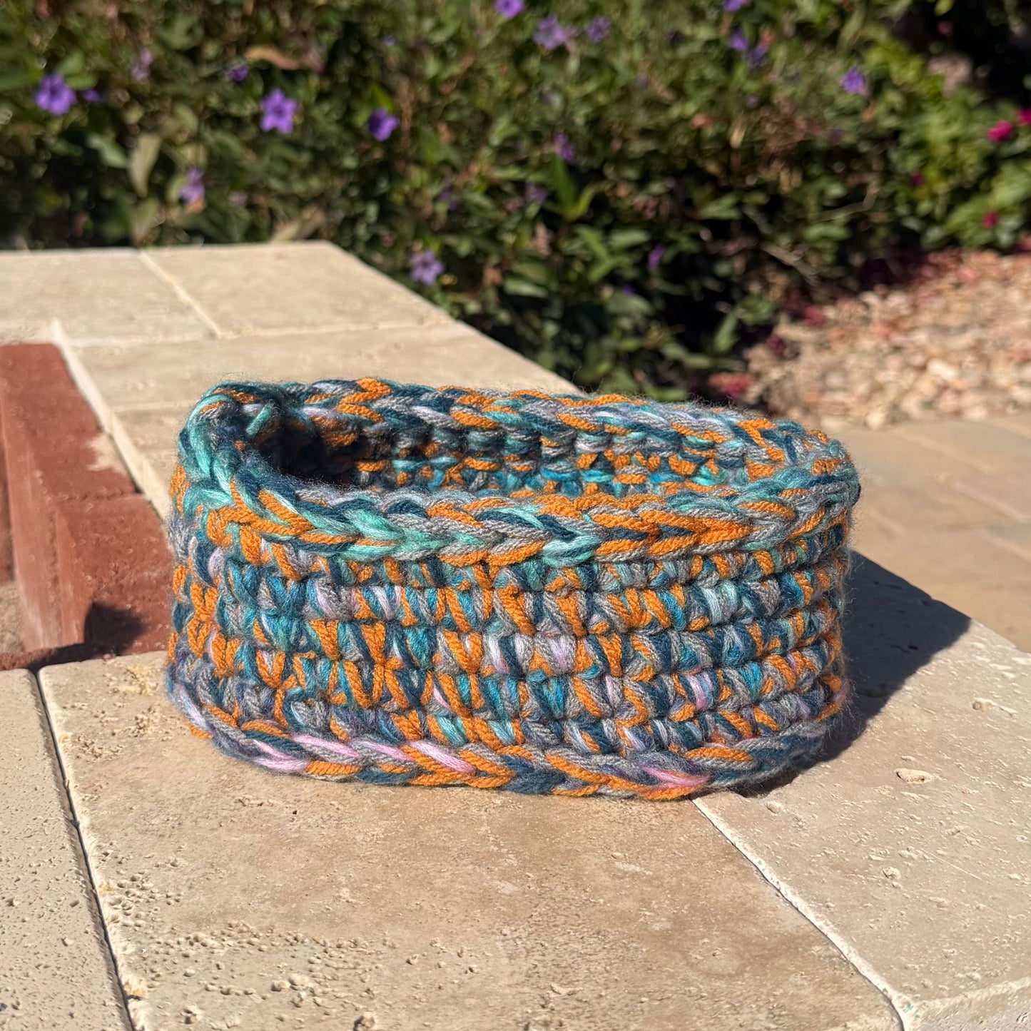 Teal & Orange Oval Basket