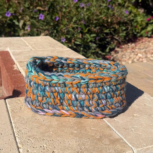 Teal & Orange Oval Basket
