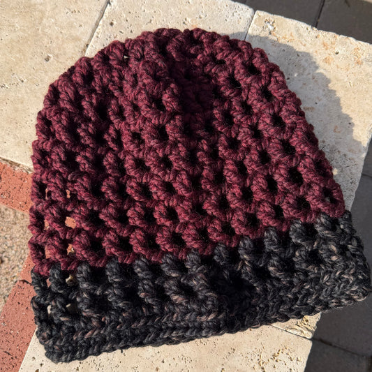 Waffle Cone Hat - Cranberry & Charcoal