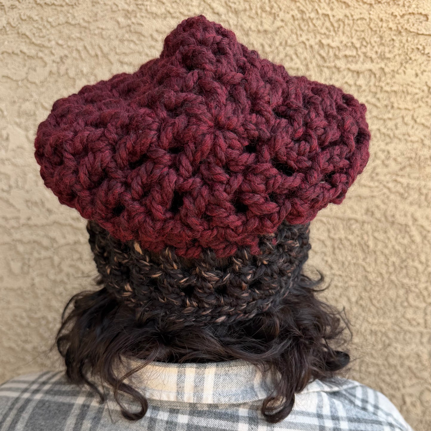Waffle Cone Hat - Cranberry & Charcoal