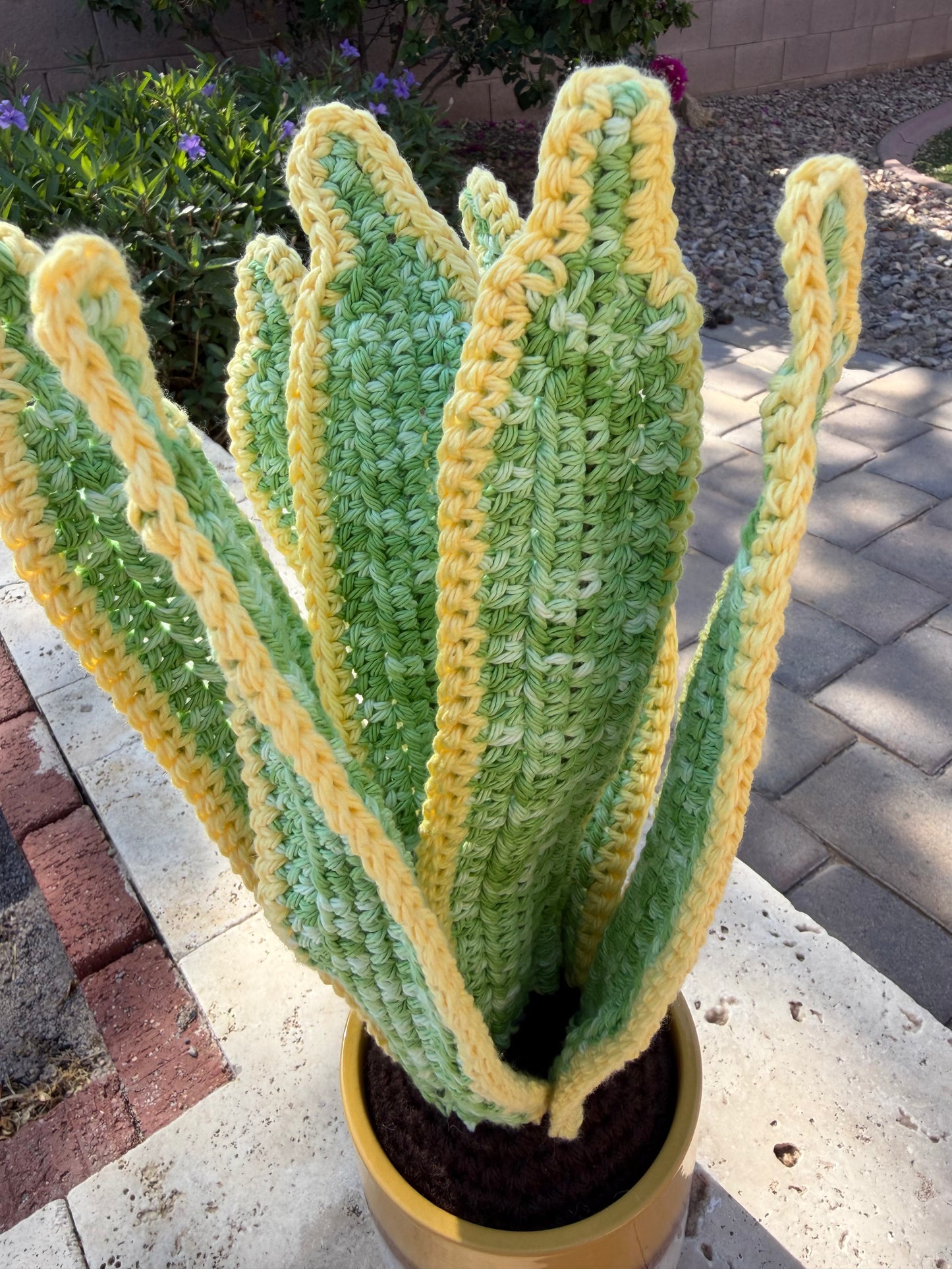 Crochet Snake Plant in Ceramic Pot