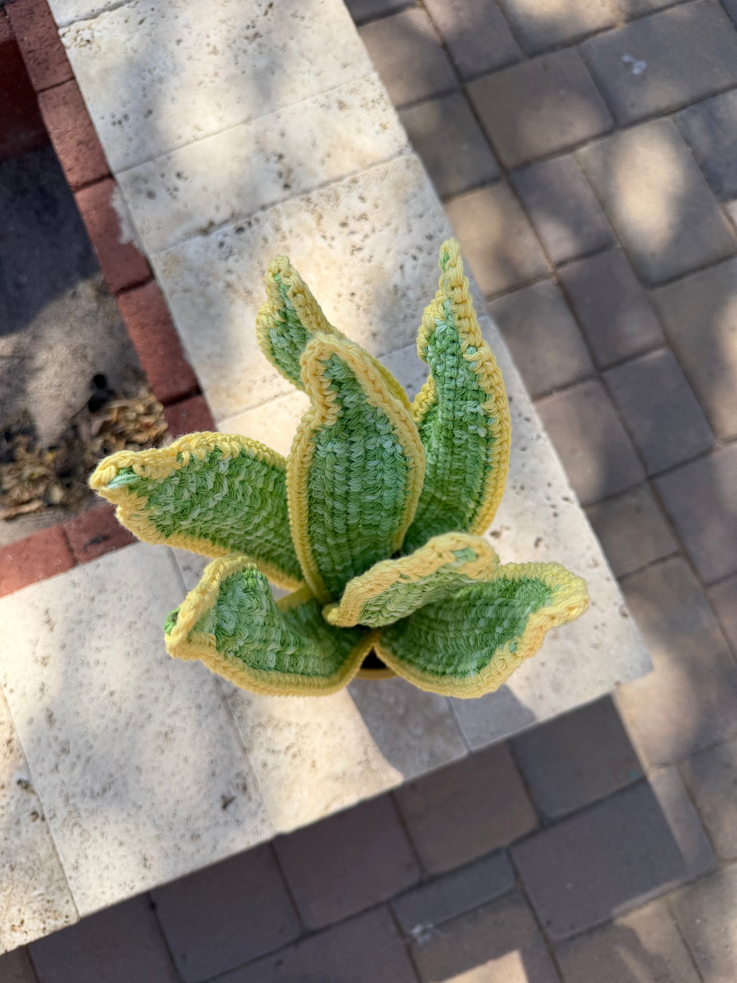 Crochet Snake Plant in Ceramic Pot