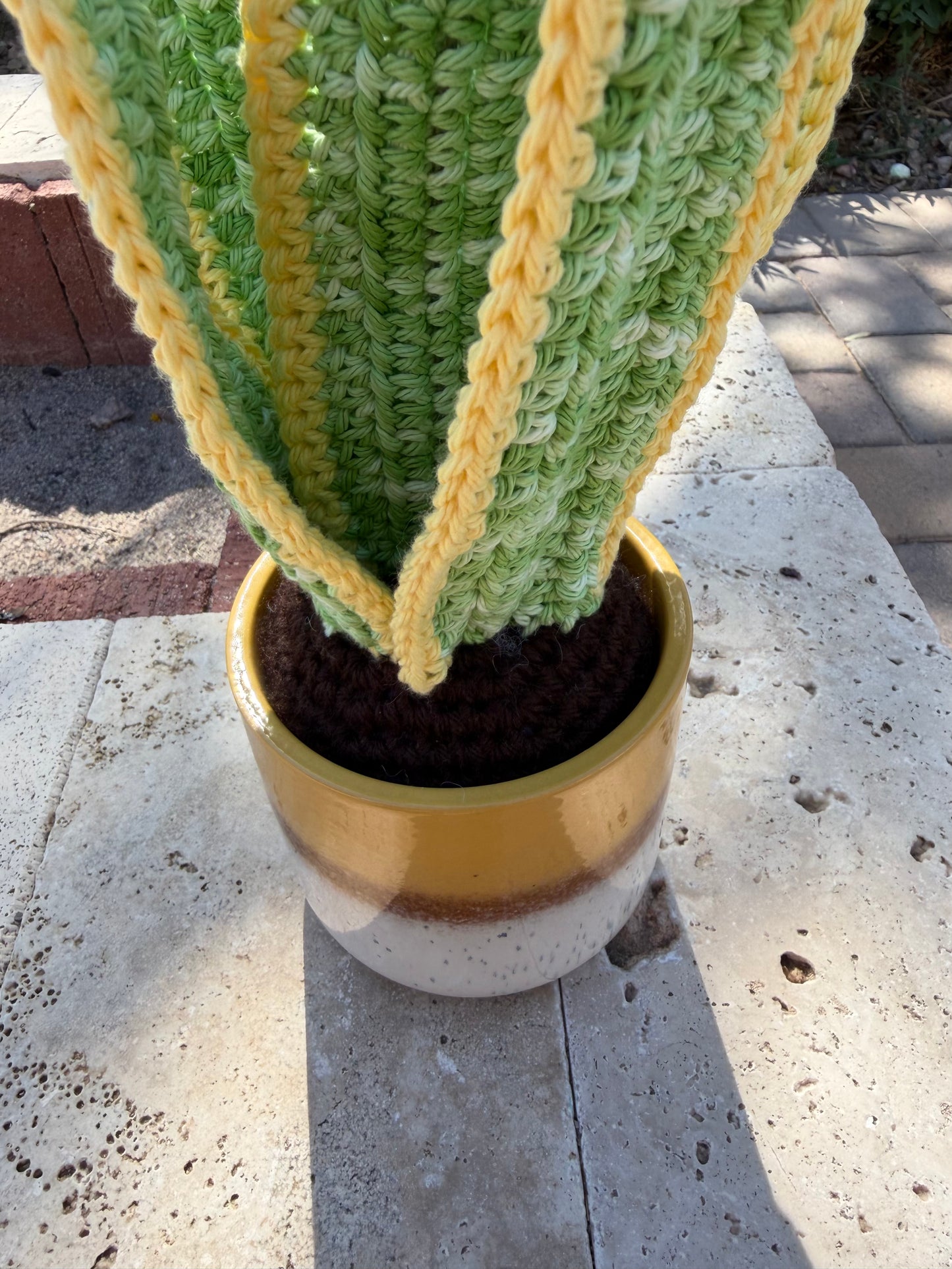 Crochet Snake Plant in Ceramic Pot
