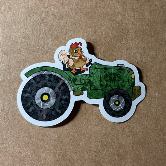 Chicken Riding a Tractor Sticker | Harrison's Autism Art